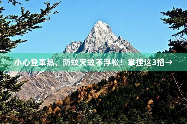 小心登革热，防蚊灭蚊不浮松！掌捏这3招→