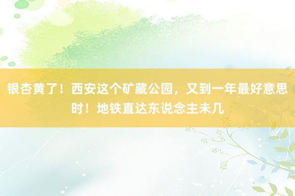 银杏黄了！西安这个矿藏公园，又到一年最好意思时！地铁直达东说念主未几