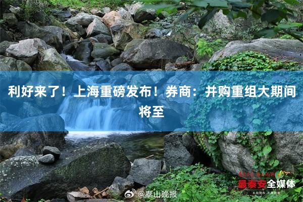 利好来了！上海重磅发布！券商：并购重组大期间将至