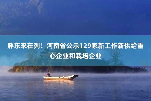胖东来在列！河南省公示129家新工作新供给重心企业和栽培企业